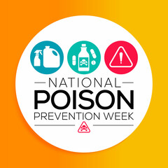 National Poison prevention week (NPPW) is observed every year in March, to highlight the dangers of poisonings for people of all ages. vector illustration - obrazy, fototapety, plakaty