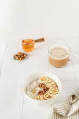 rice porridge with banana and nuts