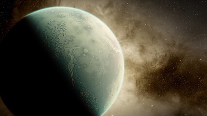 planet suitable for colonization, earth-like planet in far space, planets background 3d render