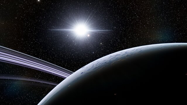 planet suitable for colonization, earth-like planet in far space, planets background 3d render © ANDREI