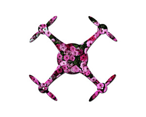 Drone, unmanned aerial vehicle Flowers Rose Icon Logo illustration