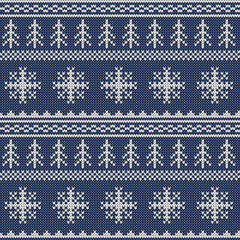 Knitted texture winter pattern. Christmas , winter background. Vector seamless pattern. Fair isle ornament.