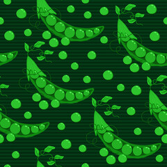 Vector seamless pattern with peas and stripes.