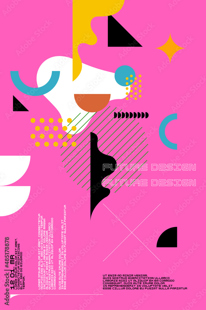 Poster composition with dynamic and geometric shapes. abstract background for design.