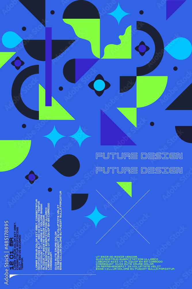 Poster composition with dynamic and geometric shapes. abstract background for design.