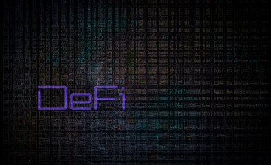 Business finance investment DeFi decentralize blockchain concept, data and number futuristic background