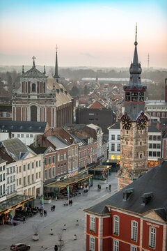 The Grote Markt in the center of the city of Sint-Truiden. A city and municipality in the Belgian province of Limburg.