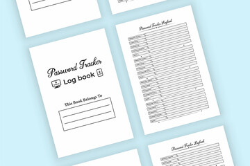 Password tracker KDP interior journal template. Password tracker log book template. Website information and password tracker notebook KDP interior. KDP interior logbook.