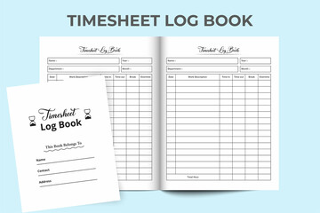 Timesheet notebook template KDP interior. Office schedule organizer template interior. Time management log book KDP interior. Business schedule management journal template. KDP interior log book.