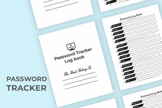 Password tracker KDP interior log book template. Website information tracker notebook template. KDP interior journal. Website password tracker journal interior.