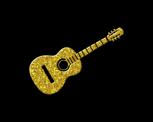 Guitar ukulele Musician symbol Golden icon Gold Glitters logo illustration