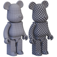 japan toy, japan, black, Bearbrick toy figure, 3d, nya, cat, animal, bear, black and white, toy, sit, bear brick, 3d render
