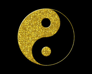 Yinyang Taoism, Yin Yang symbol Golden icon Gold Glitters logo illustration