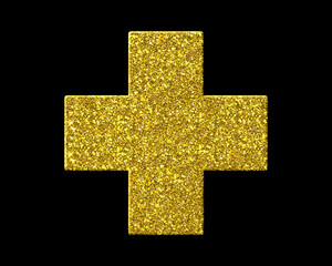 Doctor Health Nurse Cross symbol Golden icon Gold Glitters logo illustration
