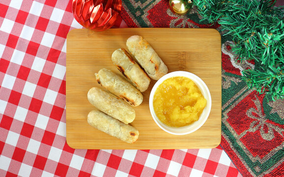 delicious cheese sticks traditional food and pineapple jam