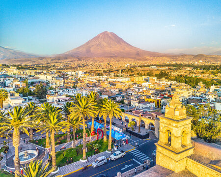Misti Volcano from Plaza de Yanahuara 