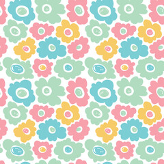 A simple pattern with flowers in pastel colors.