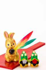 年賀素材 ウサギと羽子板