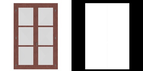 3D rendering illustration of a six panel double window