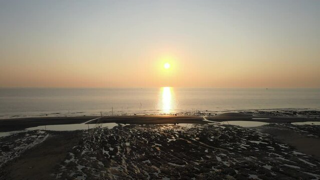 Sunset at Kuakata Sea Beach Bangladesh. Sunset at Sea Beach. Sunset View of Kuakata Sea Bech Bangladesh. Daughter of Sea