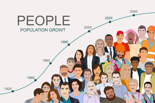 Community growth and social labor count increase tiny person concept. Nation demographic arrow or business personnel, unemployment, followers, subscribers or customers development illustration.
