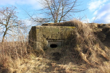 autumn old bunker with loophole