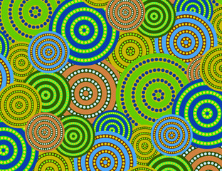 Native American pattern. Colorful circles and dots background. Multicolor ethnic pattern. Earth tone modern pattern. Circles and dots wallpaper. Spring collection design.