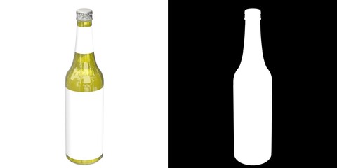 3D rendering illustration of a small beer bottle