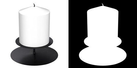 3D rendering illustration of a small candle
