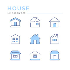 Set color line icons of house