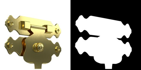 3D rendering illustration of a small chest latch