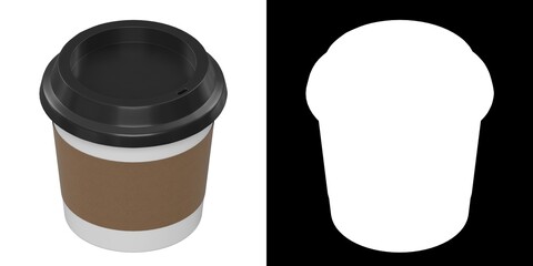 3D rendering illustration of a small coffee travel mug cup