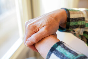 Close up picture of elderly hands of a woman