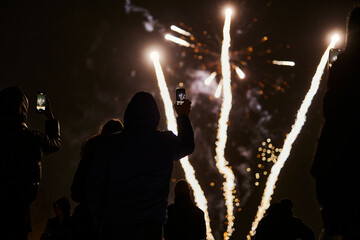 night fireworks at the end of the holiday