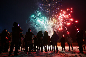 night fireworks at the end of the holiday