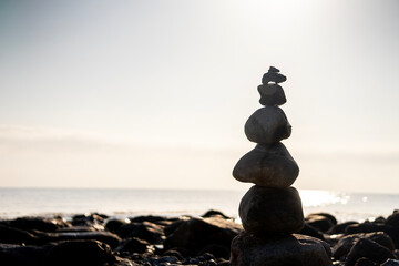 pepple stack in balance at the beach