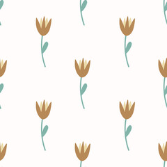 Simplicity flower. Seamless pattern on the white background.
