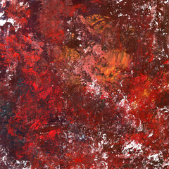 Red background. Abstract art gouache texture.  Abstract background. Handmade painting.