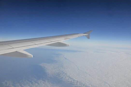 Airplane's wing during flight