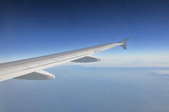 Airplane's wing during flight