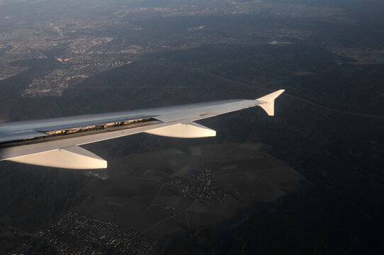 Airplane's wing during flight