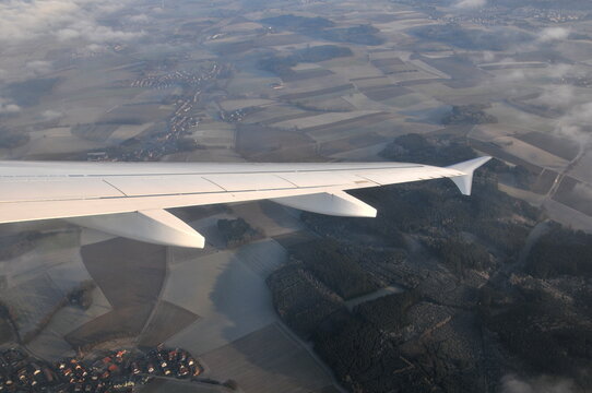 Airplane's wing during flight