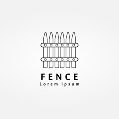 minimalist fence line art logo illustration design icon