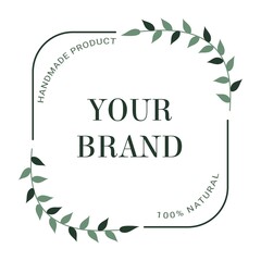 Vector floral hand drawn logo template in elegant and minimal style with gold color on grey background illustration. Circle frames logos. For badges, labels, logotypes and branding business identity.