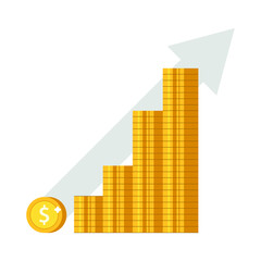 Fototapeta premium Growth statistics with coins in vector graphics.