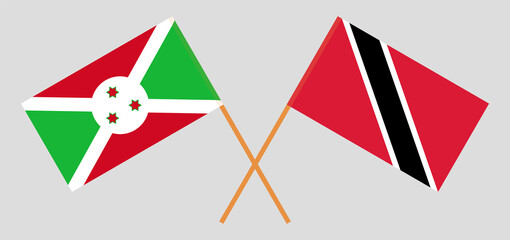 Crossed flags of Burundi and Trinidad and Tobago. Official colors. Correct proportion