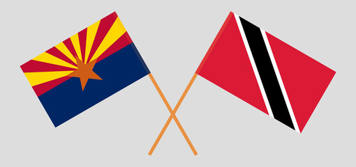 Crossed flags of the State of Arizona and Trinidad and Tobago. Official colors. Correct proportion