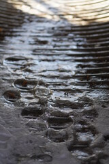 Church with a nice  cross , people  in the park 
Threes , Tim Hortons cool coffee