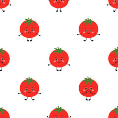 cartoon tomato pattern in flat style, vector illustration