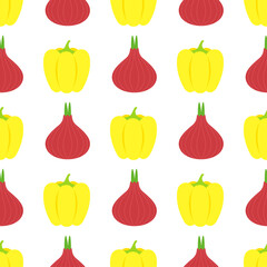 seamless pattern with colorful vegetables in flat style
